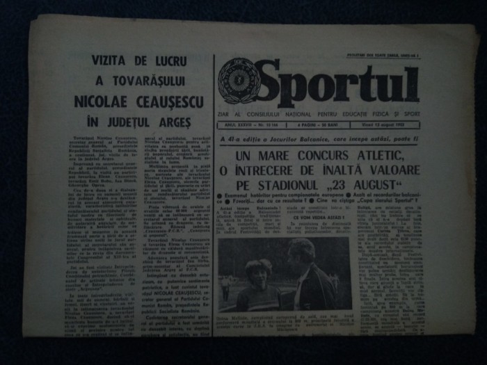 ZIARUL SPORTUL 13 AUGUST 1982