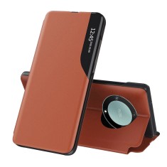 Husa smart view compatibila cu honor magic 5 lite, tip carte, htpmag, portocaliu foto
