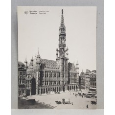 BRUXELLES , HOTEL DE VILLE , CARTE POSTALA DUBLA , ILUSTRATA , MONOCROMA, NECIRCULATA , PERIOADA INTERBELICA