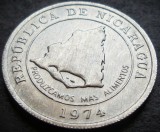 Moneda exotica 10 CENTAVOS de CORDOBA - NICARAGUA, anul 1974 * cod 512, America Centrala si de Sud
