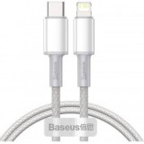 Cablu alimentare si date Baseus High Density Braided, Fast Charging Data Cable pt. smartphone, USB Type-C la Lightning PD 20W, braided, 2m, alb