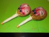 Pereche MARACAS originale din FRUCT EXOTIC , PICTATE MANUAL , Mexic