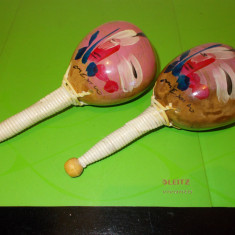 Pereche MARACAS originale din FRUCT EXOTIC , PICTATE MANUAL , Mexic