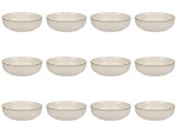 Set farfurii 12 piese, ceramica, bej, diametru 20 cm, stil Nordic