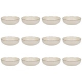 Set farfurii 12 piese, ceramica, bej, diametru 20 cm, stil Nordic