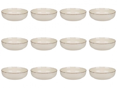 Set farfurii 12 piese, ceramica, bej, diametru 20 cm, stil Nordic foto