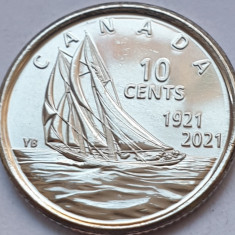 10 cents 2021 Canada, 100th Anniv. Bluenose, data dublă, varianta necolor , unc