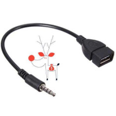 Adaptor cablu AUX jack tip mama USB la jack audio tata 3.5mm foto