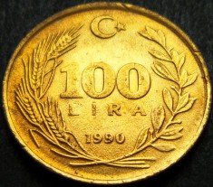 Moneda 100 LIRE - TURCIA, anul 1990 *cod 1145 D