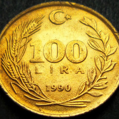 Moneda 100 LIRE - TURCIA, anul 1990 *cod 1145 D