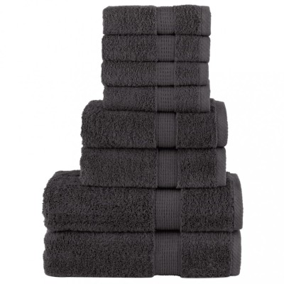 vidaXL Set de prosoape premium SOLUND, 8 piese, antracit, 600 g/m&amp;sup2; foto