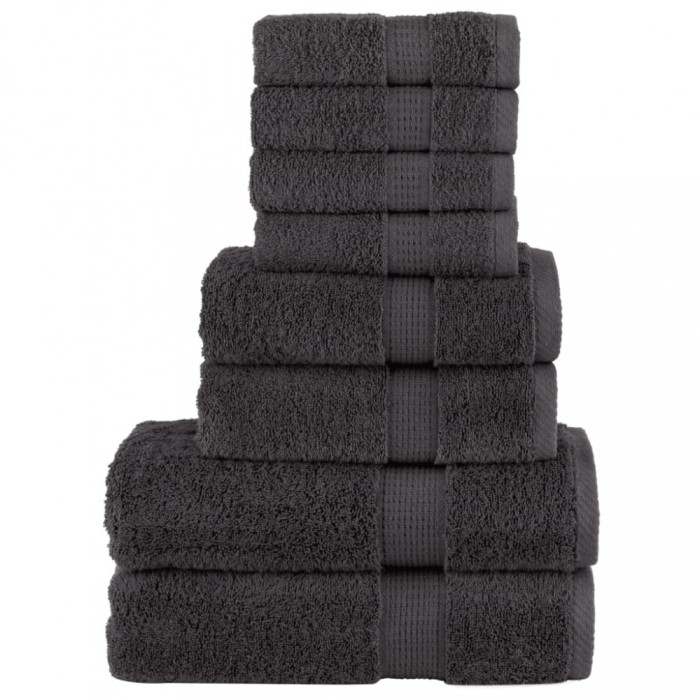 vidaXL Set de prosoape premium SOLUND, 8 piese, antracit, 600 g/m&sup2;