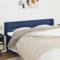 vidaXL Tăblie de pat cu aripioare albastru 163x16x78/88 cm textil foto