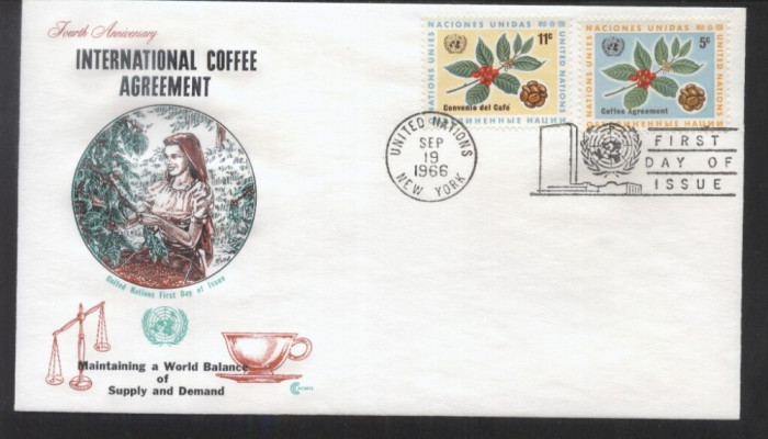 UN New York 1966 Coffee agreement Mi.168-169 FDC UN.209