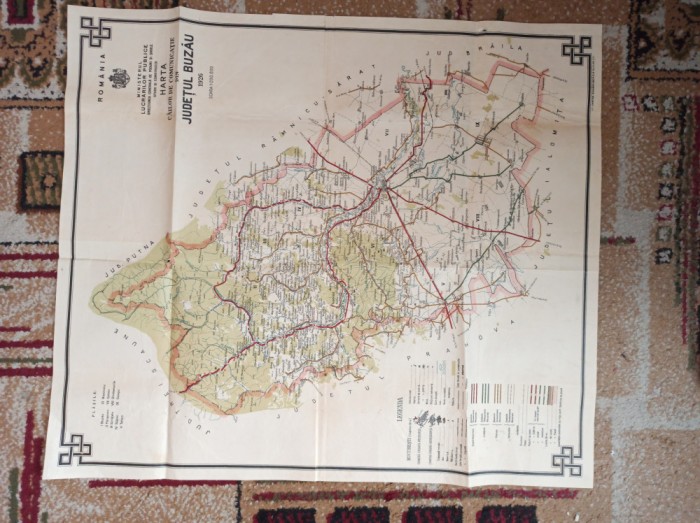 Harta Căilor de Comunicație din Județul Buzău, 1926