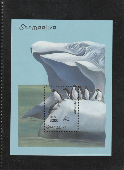 Somalia 2001-Fauna,Pinguini,colita dantelata,MNH,Bl.77