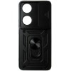 Husa tip capac spate TPU negru, inel si protectie camera, pentru Honor 90