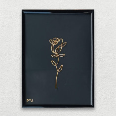 Trandafir, tablou placat cu aur, 19×25 cm – cod 3312