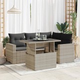 Gossi set canapele de gradina cu perne, 5 piese gri deschis poliratan