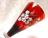 PAHAR POCAL CRISTAL DE BOHEMIA - RUBIN CU DECOR MANUAL CU EMAIL 25 CM