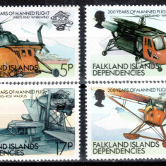 Falkland Dep 1983, Mi #117-120**, aviatie, helicopter, avion, MNH! Cota 9,50 €!