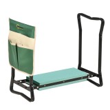 Outsunny Bancă de grădină 2 &icirc;n 1 cu protecție pentru genunchi, pernuțe din spumă EVA și geantă pentru depozitare, 58x28x49 cm, Verde | Aosom Romania