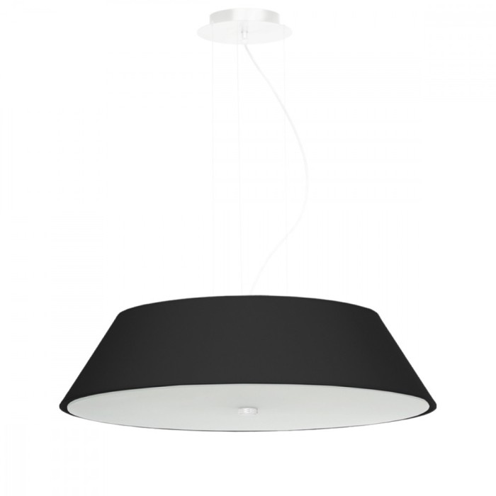 Candelabru Vega Negru Țesătură/Sticlă/Oțel 5 Becuri Rola Minimalist De Interior