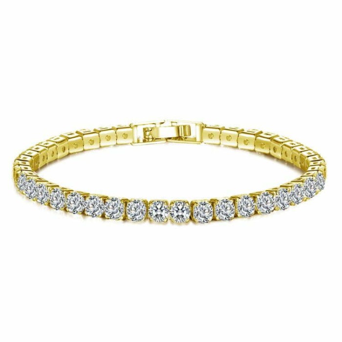 Bratara Tennis MBrands cu cristale cubice din zirconiu Auriu