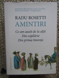 Radu Rosetti - Amintiri. Ce am auzit de la altii, Din copilarie, Din prima tinerete