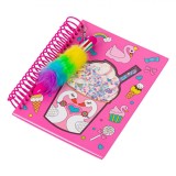 Agenda Spirală, Model Lebădă, Pagini Albe, Dimensiuni 7.5x20.5cm, Multicolor, Pix Pufos Multicolor, Oem