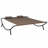Cumpara ieftin Pat șezlong de exterior, maro, material textil