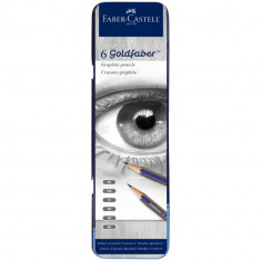 Set 6 Creioane Grafit Faber-Castell Goldfaber, Radiera si Ascutioare Incluse, Faber-Castell Goldfaber Creion, Creion Grafit Desen, Creion Grafit pentr