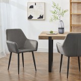 Set 2 scaune tapitate Hollola gri inchis [en.casa] HausGarden Leisure