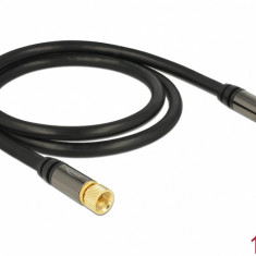Cablu antena F Plug la F Plug RG-6/U 1m Negru, Delock 88918