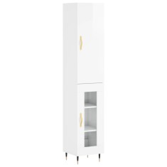 Dulap inalt, alb extralucios, 34,5x34x180 cm, lemn prelucrat