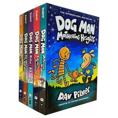 Hb Dog Man Series 6-10 Collection 5 Books Set By Dav Pilkey (Brawl Of The Wild, For Whom The Ball Rolls, Fetch-22, Grime And Punishment, Mothering Hei foto