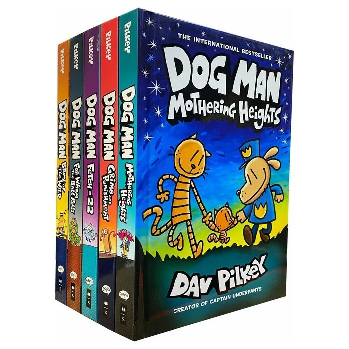 Hb Dog Man Series 6-10 Collection 5 Books Set By Dav Pilkey (Brawl Of The Wild, For Whom The Ball Rolls, Fetch-22, Grime And Punishment, Mothering Hei