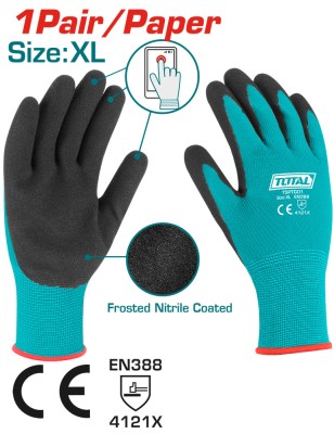 TOTAL - MANUSI DE PROTECTIE - NITRIL + TEXTIL - XL PowerTool TopQuality foto