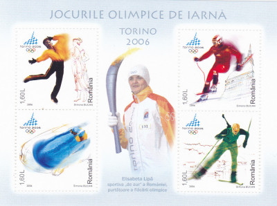 JOCURILE OLIMPICE TORINO,BLOC,2006, Lp.1709, MNH ** ROMANIA. foto