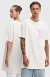Converse tricou din bumbac culoarea bej, modelator, 10026381-A05