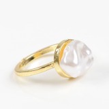 Inel reglabil auriu cu perla neregulata