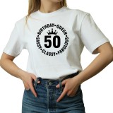 Tricou Dama, pentru Zi de nastere 50 ani, La multi ani, alb, S