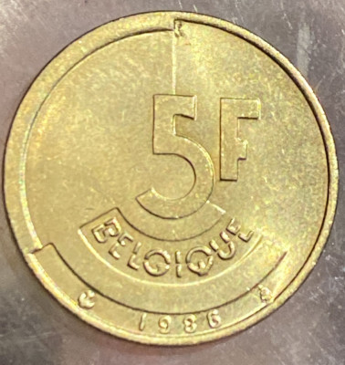 5 FRANCS (,,BELGIQUE&amp;quot;) 1986/CUPRU-NICHEL, POZE foto