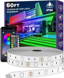 Banda LED RGB Exterior AILBTON 18M, IP68 Waterproof, Control App Bluetooth si Telecomanda RF, Sincronizare Muzica