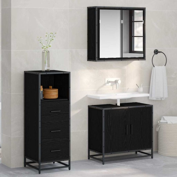 vidaXL Dulap de Baie Stejar negru 35 x 37.5 x 100 cm Lemn compozit 883607