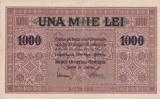 ROMANIA 1000 LEI BGR 1917 aVF 2 stampile