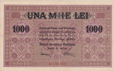 ROMANIA 1000 LEI BGR 1917 aVF 2 stampile