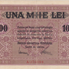 ROMANIA 1000 LEI BGR 1917 aVF 2 stampile
