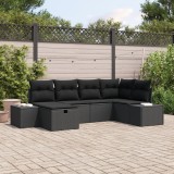 Gossi set de canapea pentru gradina de 6 piese cu perna neagra din poliratan
