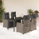 vidaXL Set mobilier de grădină cu perne, 5 piese, gri, poliratan 3212998
